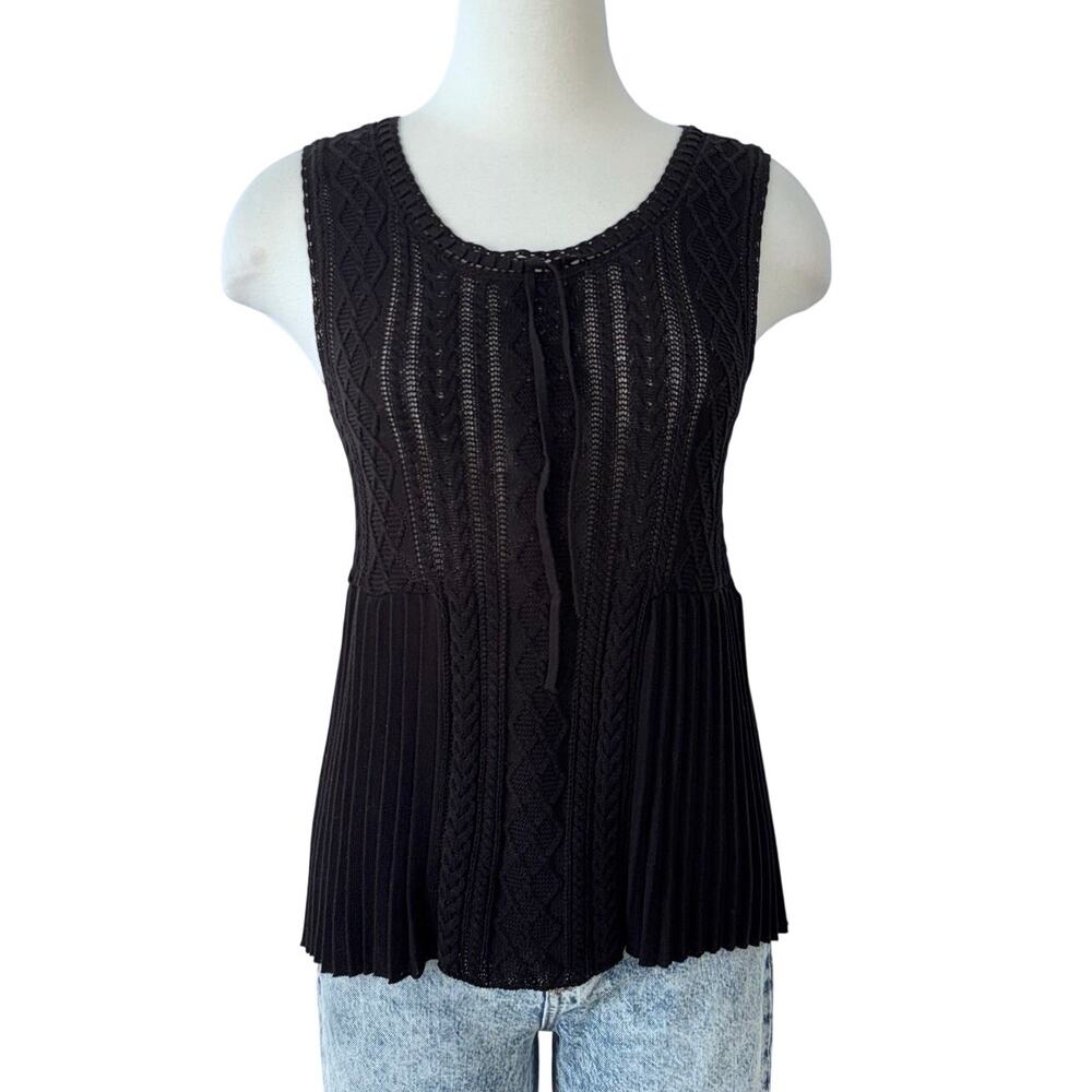 Anna Sui x James Coviello Sleeveless Knit Tank Top Sleeveless Sweater Black S